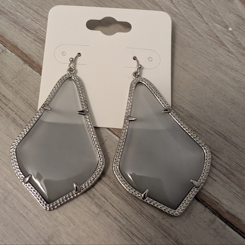 Kendra Scott Alexandra Earrings Silver And Gray Cat's Eye